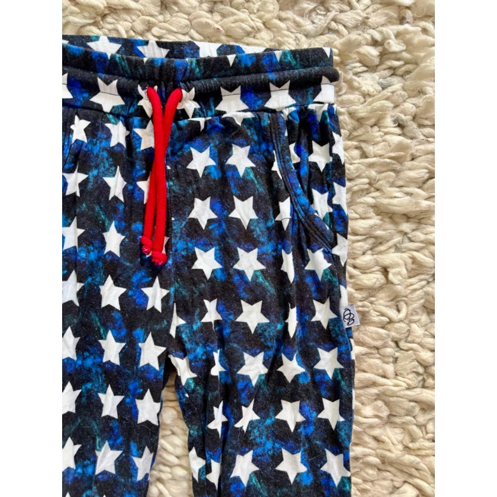 Kid Ollee and Belle Blue White Star Print Bamboo Joggers 6T